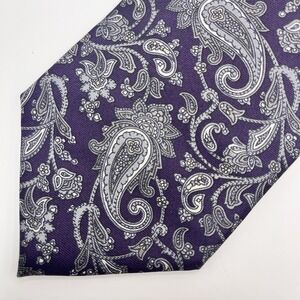 Christian Dior Men's Neck Tie 100% Silk USA Made Purple Paisley